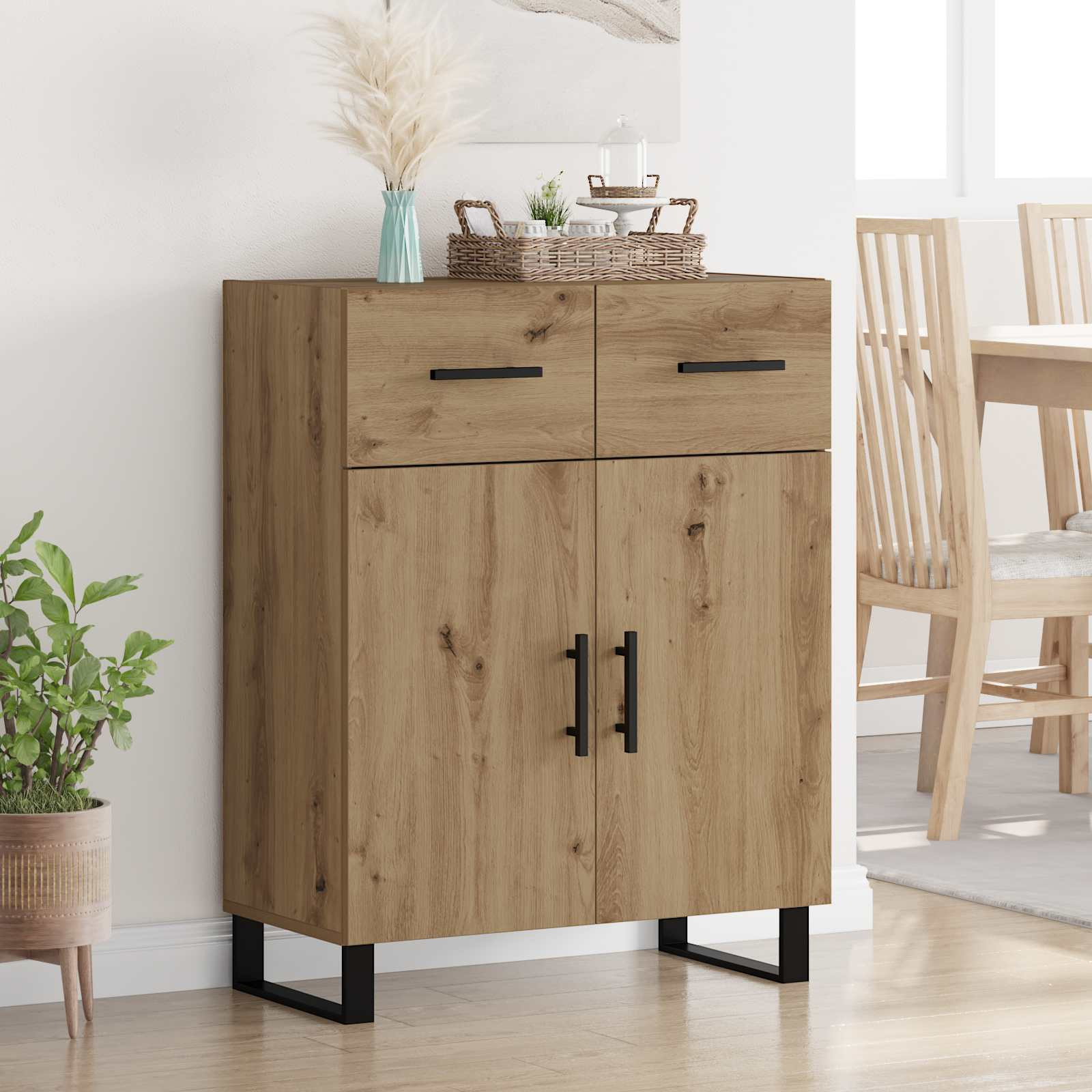 vidaXL Sideboard Artisan-Eiche 69,5 x 34 x 90 cm Holzwerkstoff