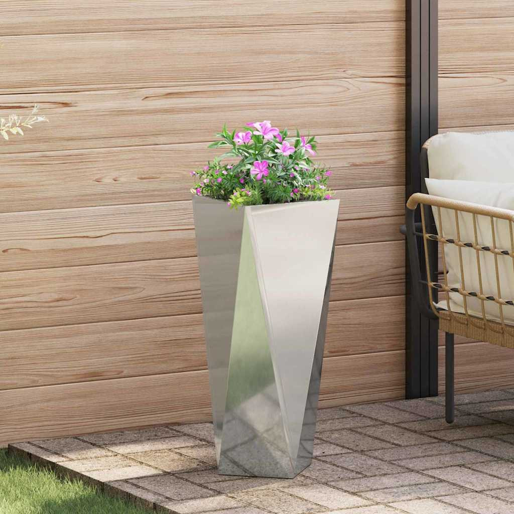 vidaXL Pflanzkübel Silber 30 x 30 x 75 cm Verzinkter Stahl