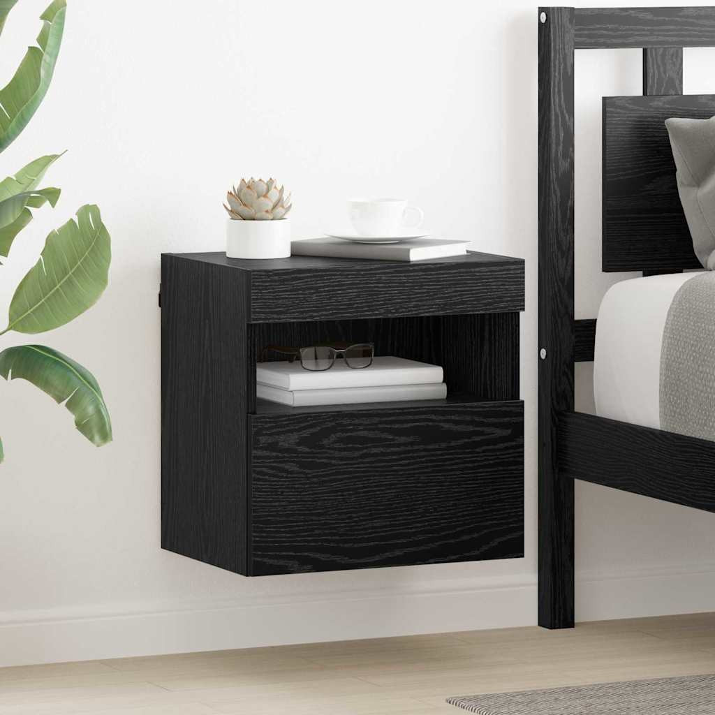 vidaXL TV-Wandschrank mit LED Schwarz Eichen-Optik 40 x 30 x 40 cm