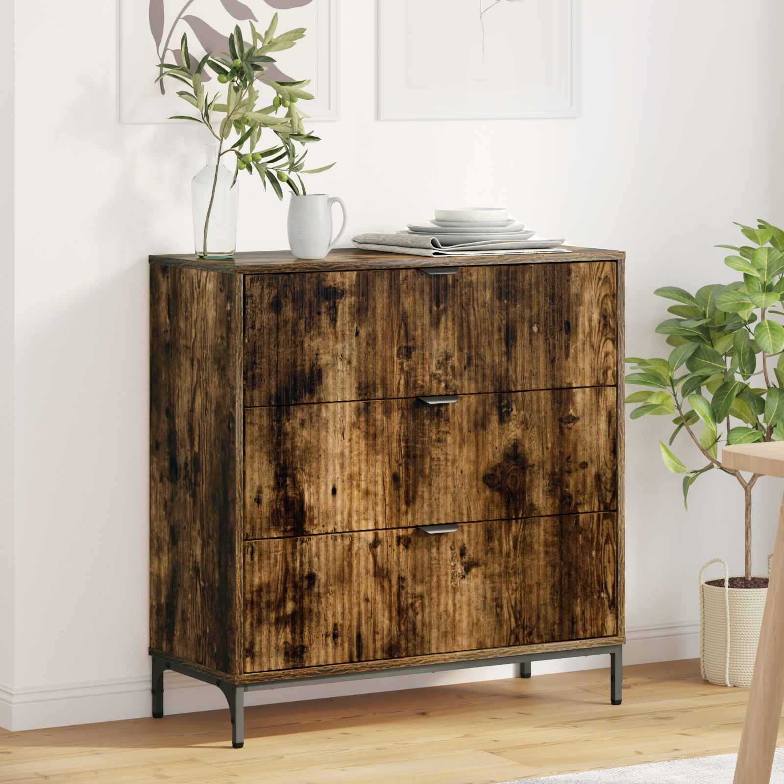 vidaXL Sideboard Geräucherte Eiche 79,5 x 33 x 82 cm Holzwerkstoff