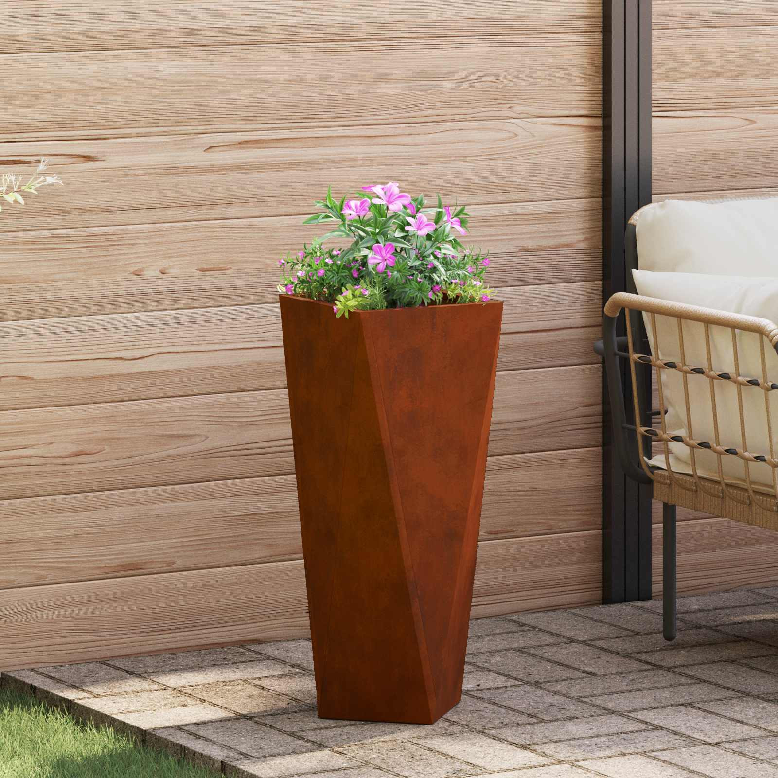 vidaXL Pflanzkübel Rostig 30 x 30 x 75 cm Wetterfeststahl