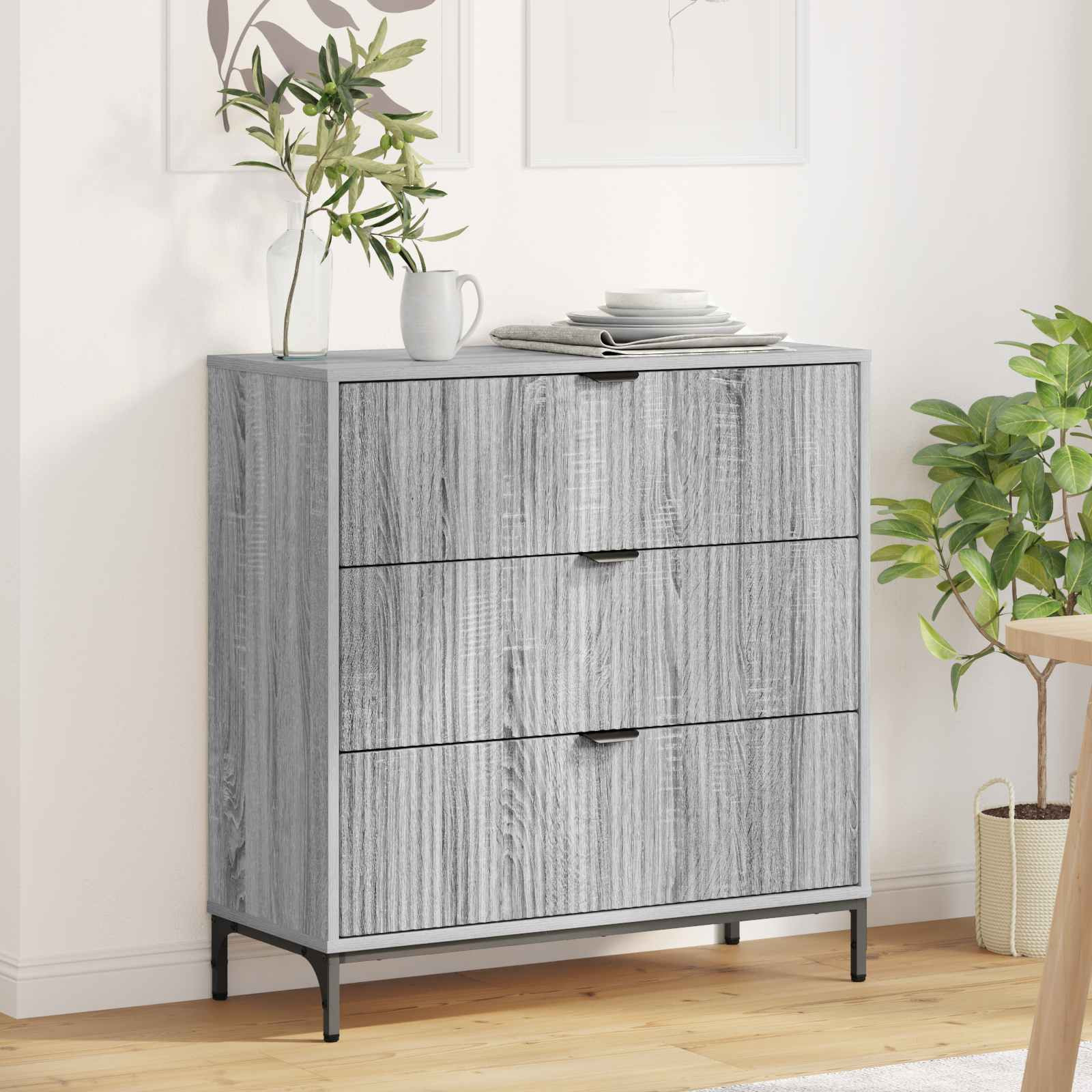vidaXL Sideboard Graues Sonoma 79,5 x 33 x 82 cm Holzwerkstoff