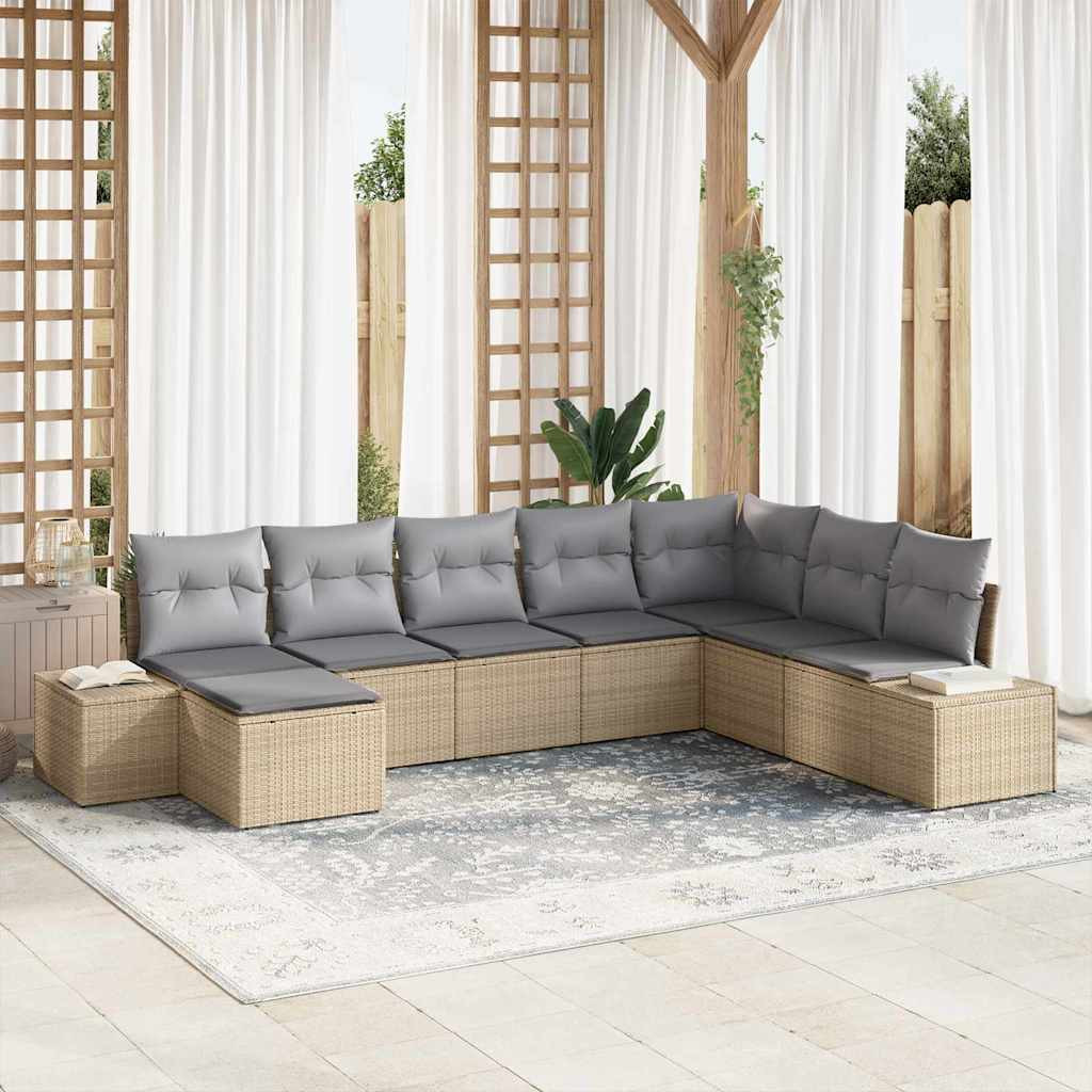 vidaXL Gartensofa-set mit Kissen 8 pcs Poly-Rattan