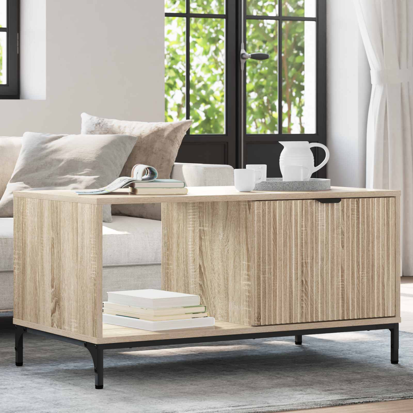 vidaXL Couchtisch Sonoma-Eiche 90 x 49 x 46 cm Holzwerkstoff
