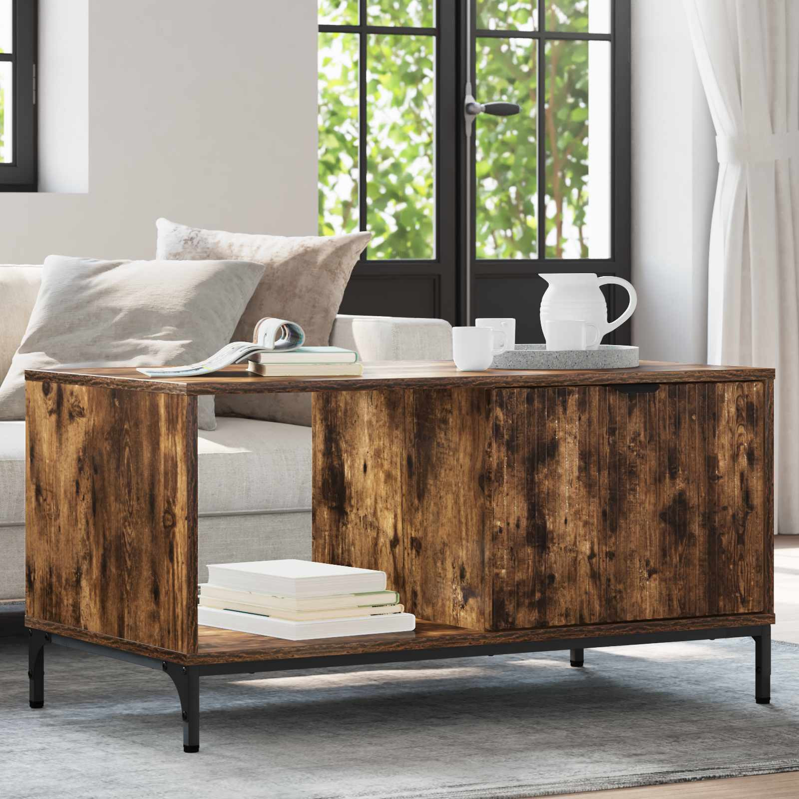 vidaXL Couchtisch Geräucherte Eiche 90 x 49 x 46 cm Holzwerkstoff