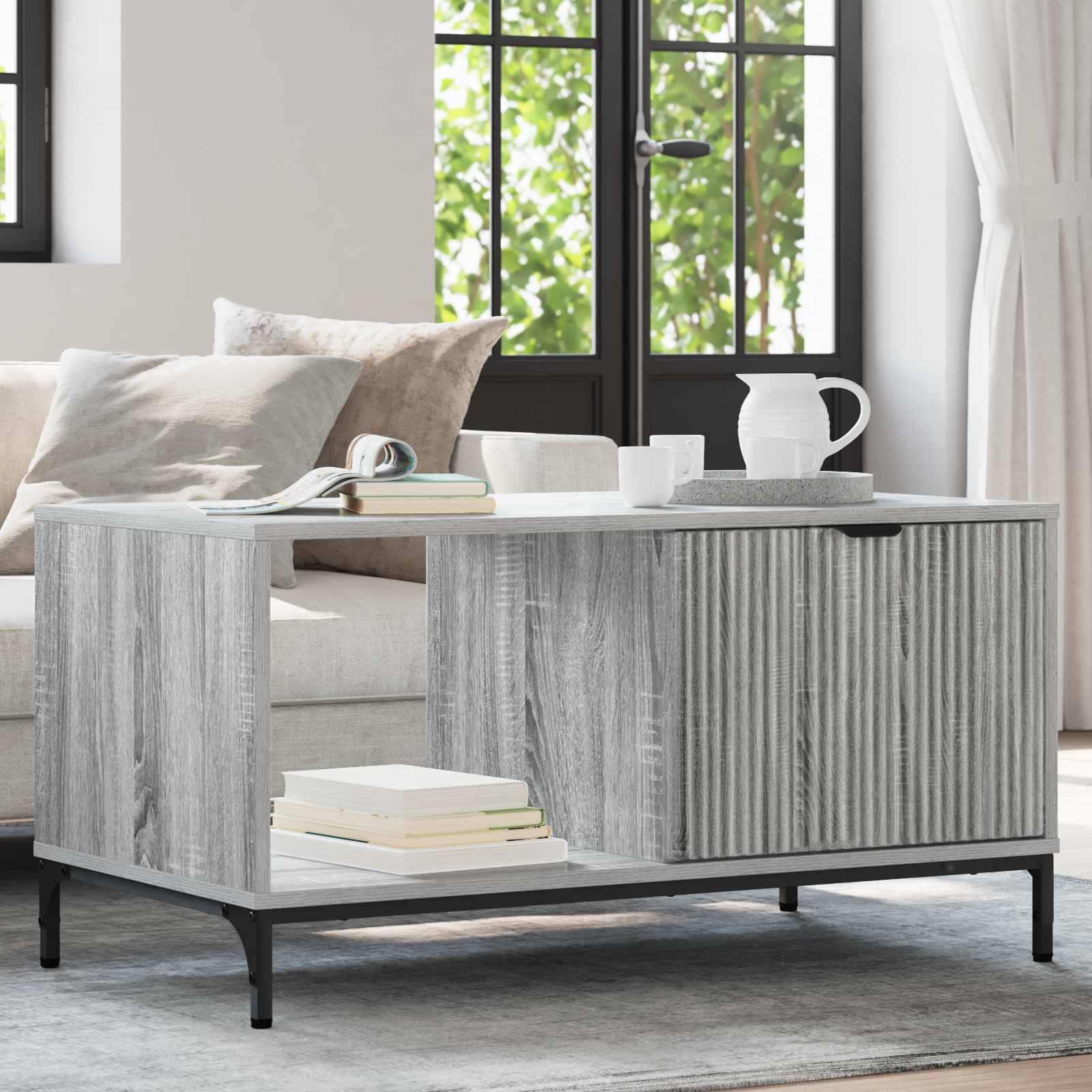vidaXL Couchtisch Graues Sonoma 90 x 49 x 46 cm Holzwerkstoff