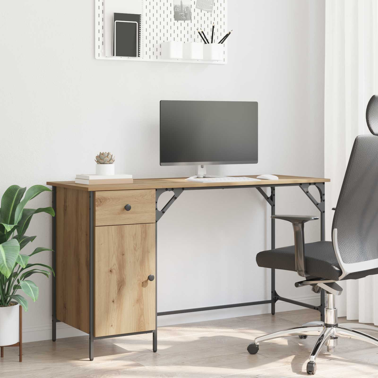 vidaXL Computertisch Artisan-Eiche Holzwerkstoff 131 x 48 x 75 cm