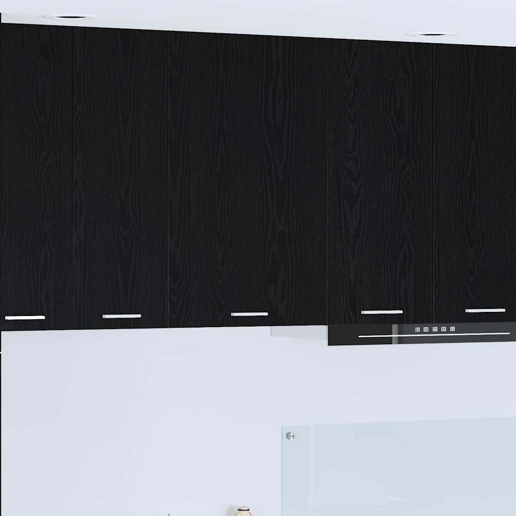 vidaXL Hängeschrank mit Tür Schwarze Eiche und Weiß 50 x 31 x 80 cm