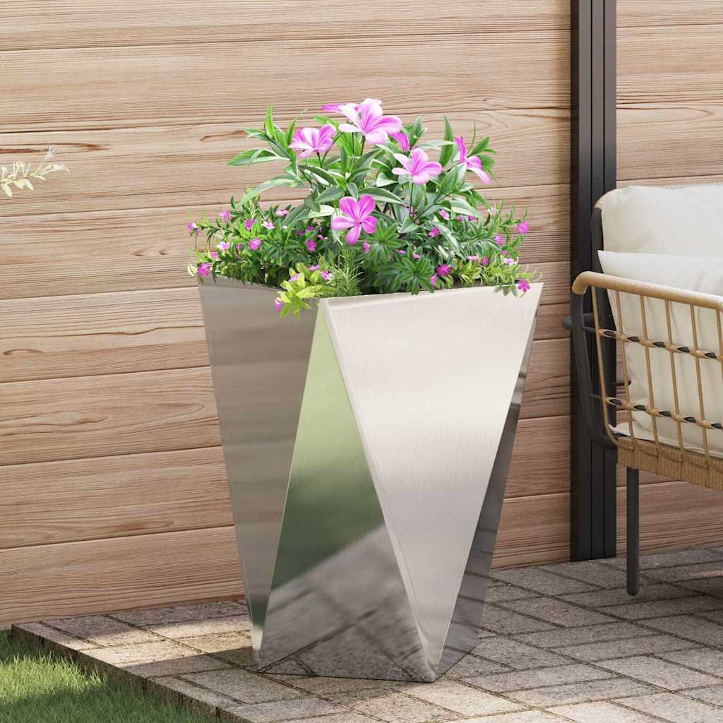 vidaXL Pflanzkübel Silber 50 x 50 x 75 cm Edelstahl