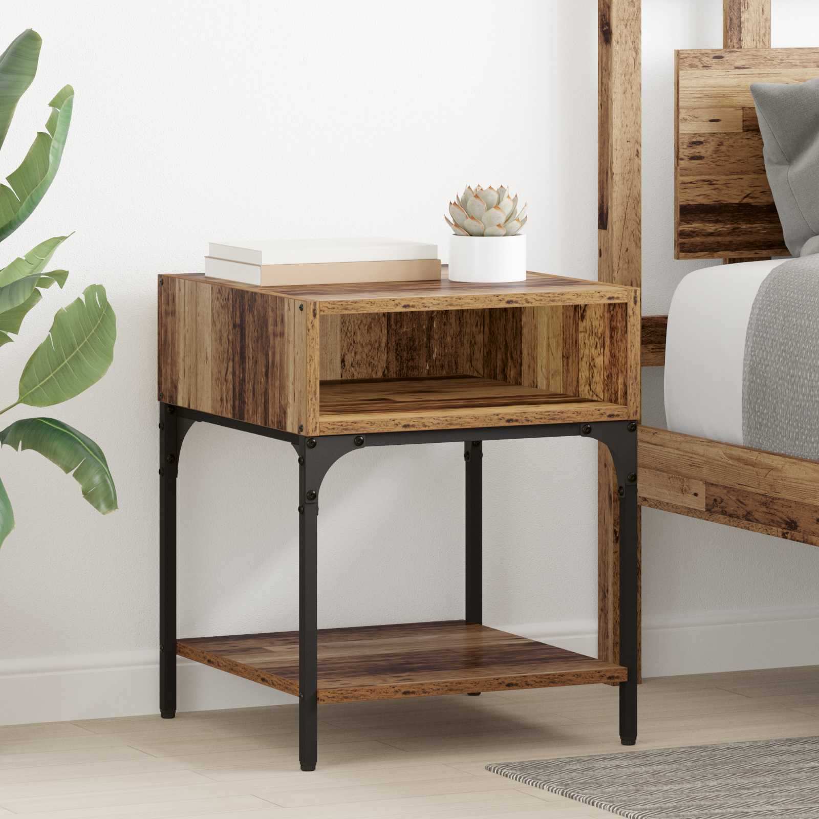 vidaXL Nachttisch Altholz 40 x 40 x 50 cm Holzwerkstoff