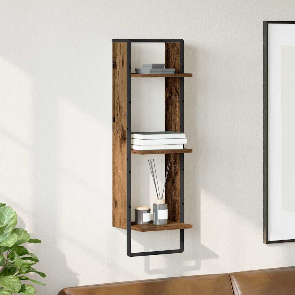 vidaXL Wandregal mit Regal Altholz 30 x 25 x 100 cm Holzwerkstoff
