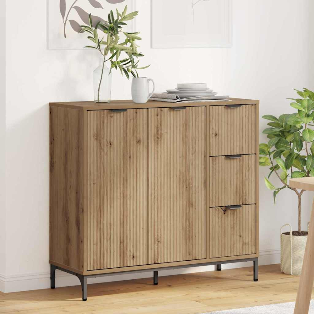 vidaXL Sideboard Artisan-Eiche 89,5 x 33 x 82 cm Holzwerkstoff