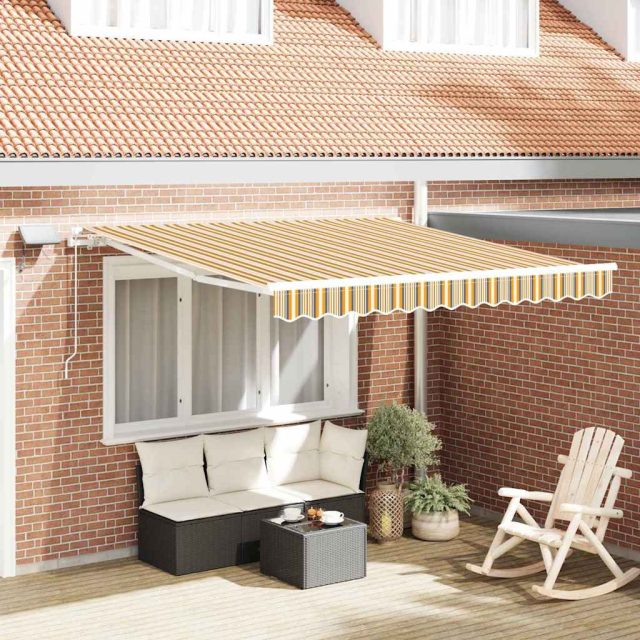 vidaXL Ausziehbare Markise Mehrfarbig 350 x 250 cm Stoff und Aluminium