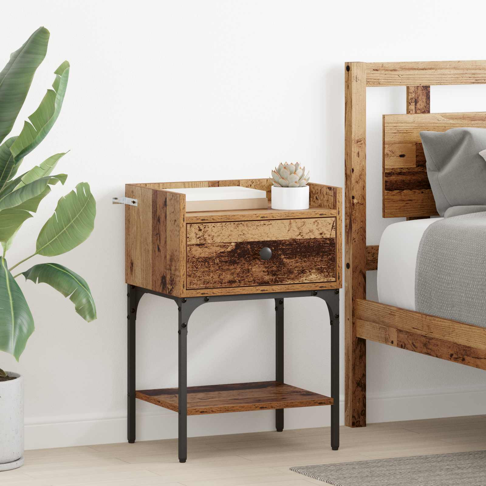 vidaXL Nachttisch mit Schubladen Altholz 40 x 29 x 60 cm Holzwerkstoff
