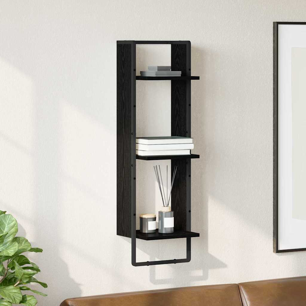 vidaXL Wandregal Schwarz Eichen-Optik 30 x 25 x 100 cm Holzwerkstoff