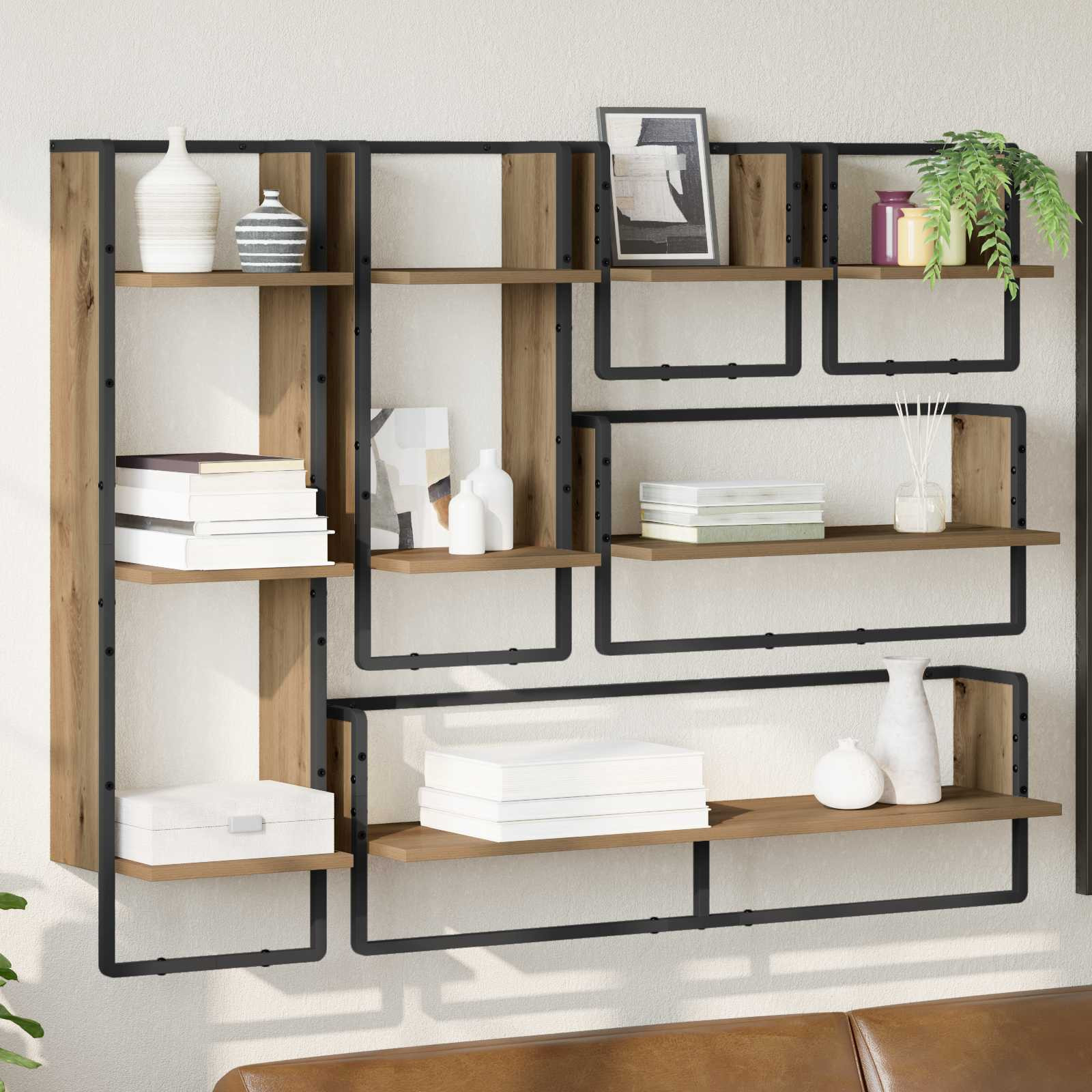 vidaXL Wandregal-Set Wandhalterung 6 pcs Artisan-Eiche Holzwerkstoff