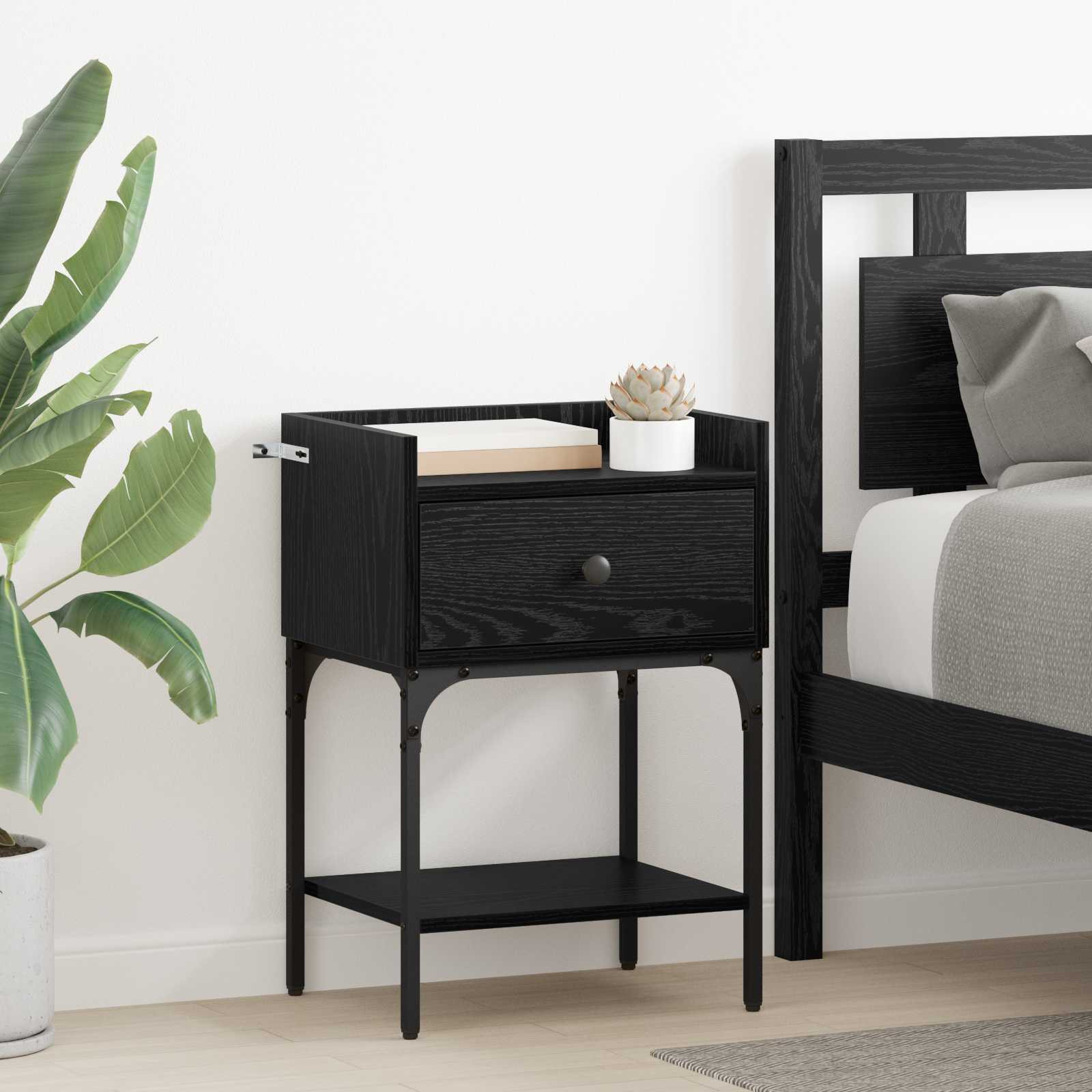 vidaXL Nachttisch Schwarz Eichen-Optik 40 x 29 x 60 cm Holzwerkstoff