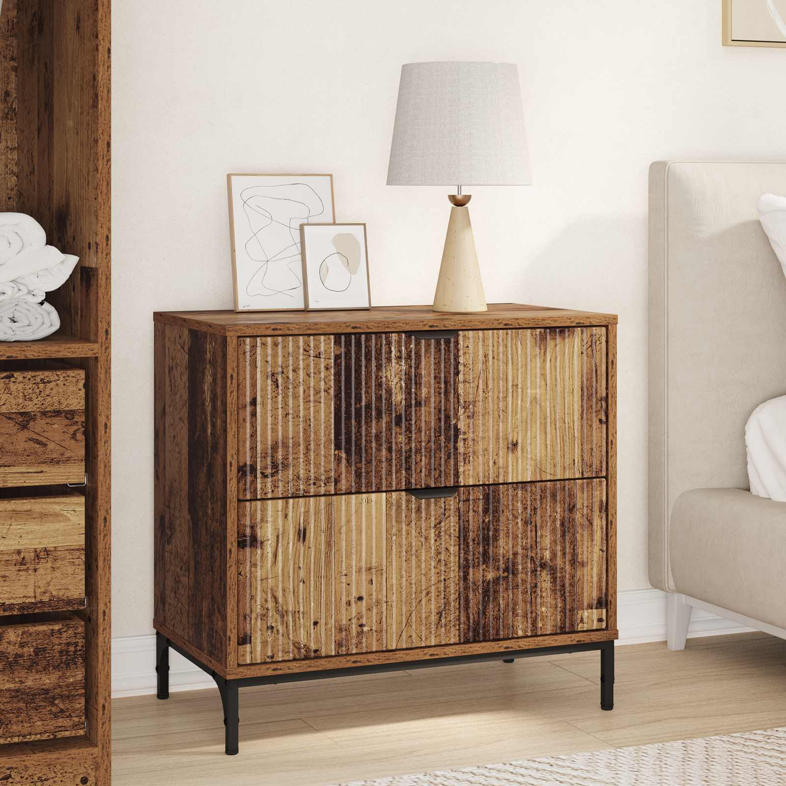 vidaXL Nachttisch Altholz 63,5 x 36 x 61 cm Holzwerkstoff