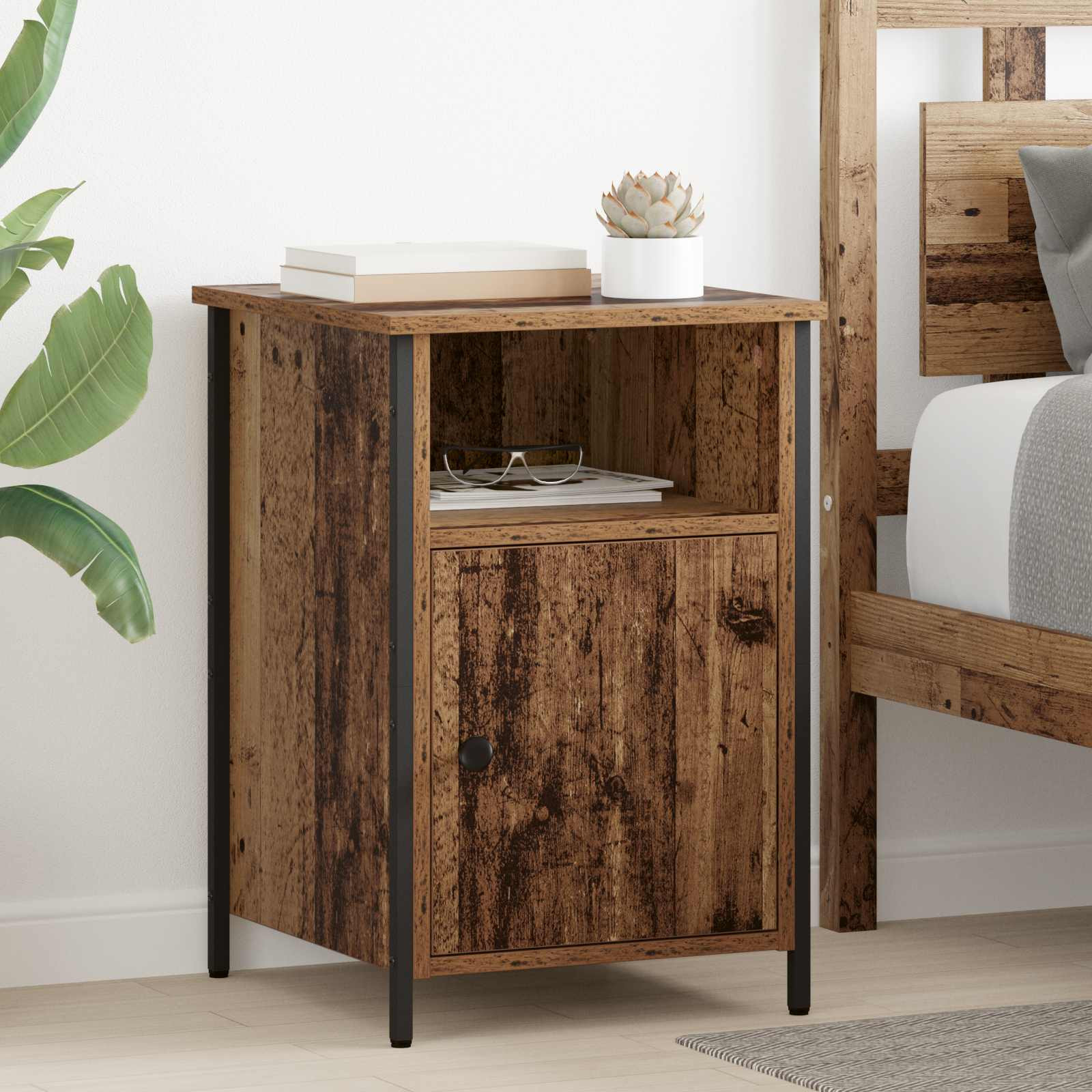 vidaXL Nachttisch 2 pcs Altholz 40 x 42 x 60 cm Holzwerkstoff