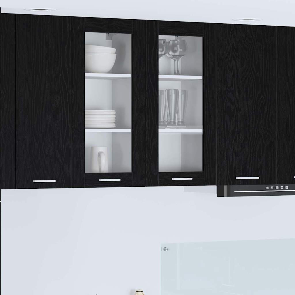 vidaXL Hängeschrank mit Tür 2 pcs Schwarz Eichen-Optik 40 x 31 x 80 cm