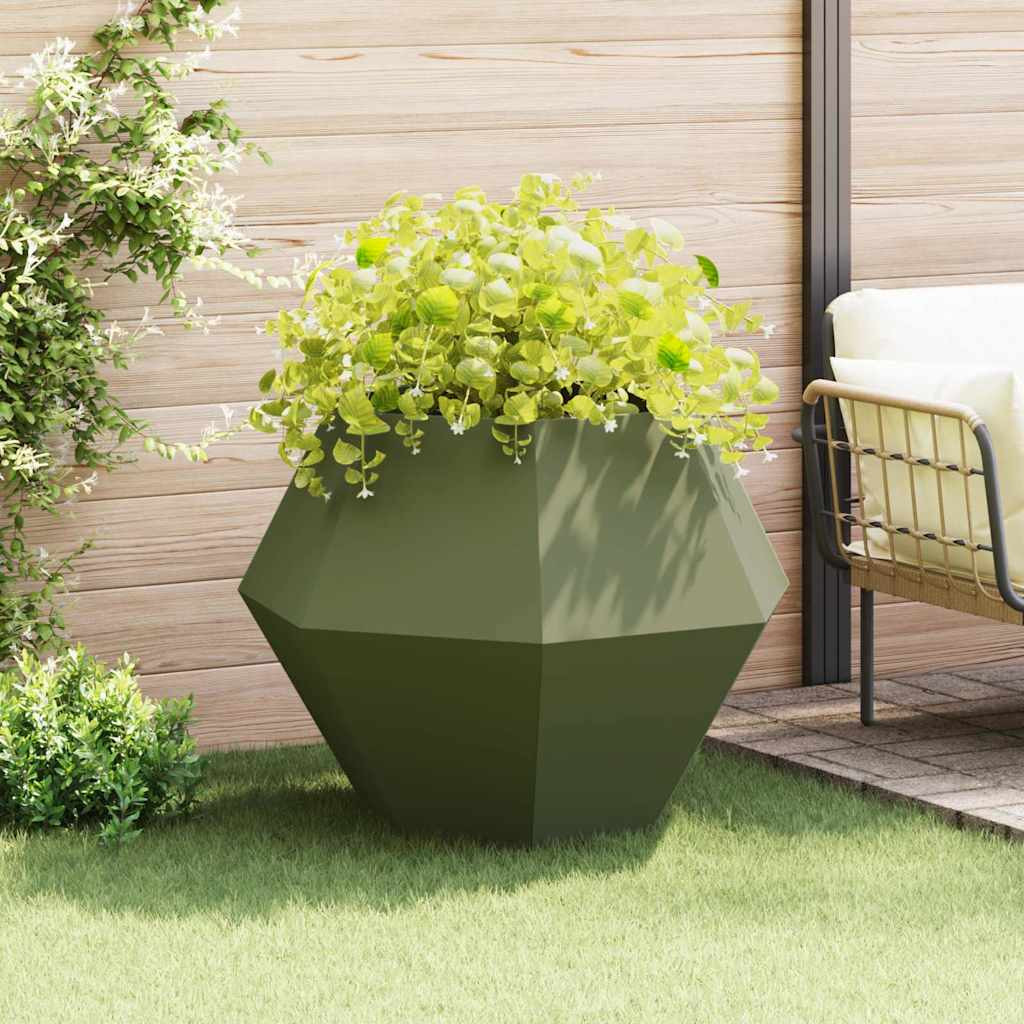 vidaXL Pflanzkübel Olive Grün 100 x 100 x 80 cm Stahl