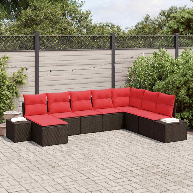 vidaXL Gartensofa-set mit Kissen 8 pcs Braun Poly-Rattan