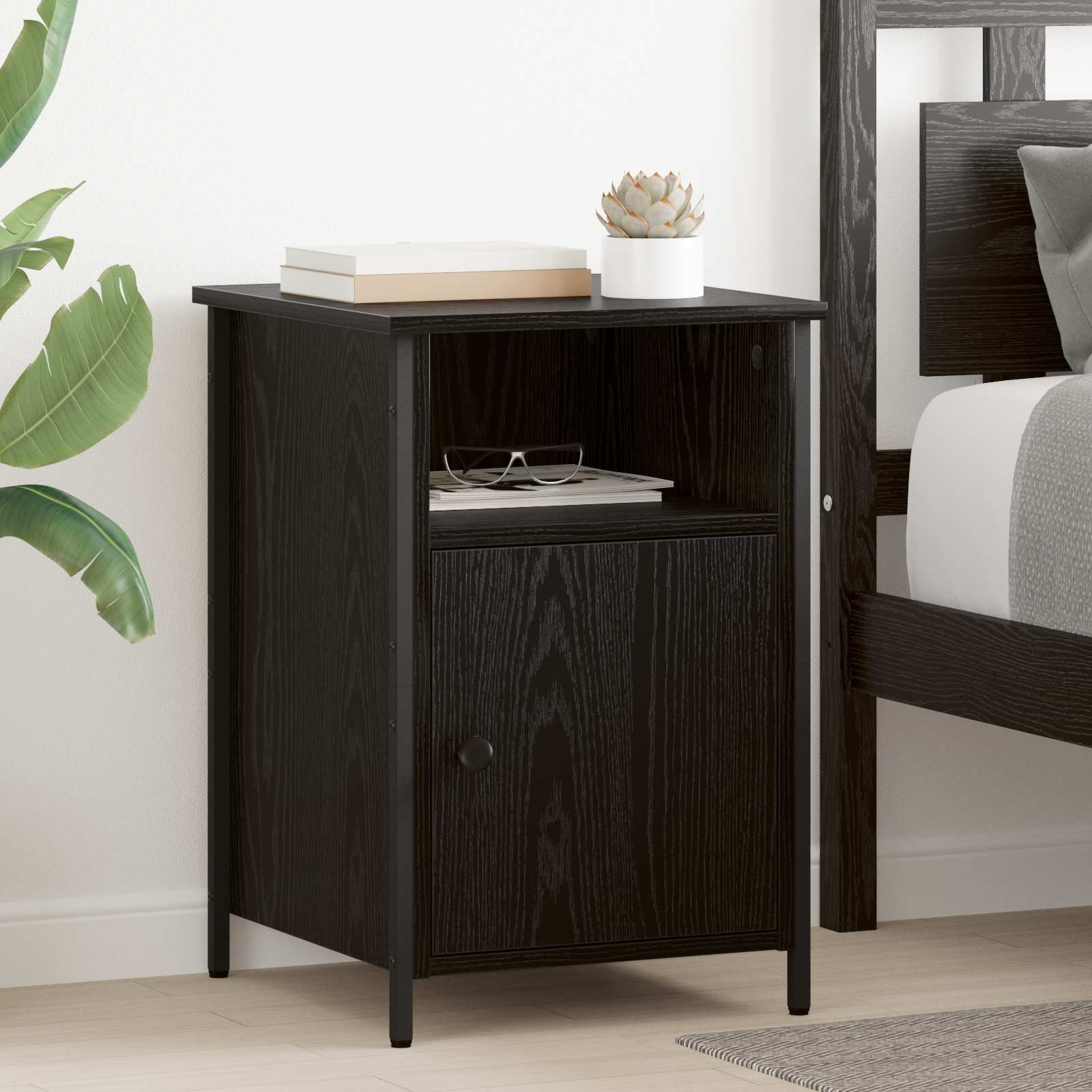 vidaXL Nachttisch Schwarz Eichen-Optik 40 x 42 x 60 cm Holzwerkstoff