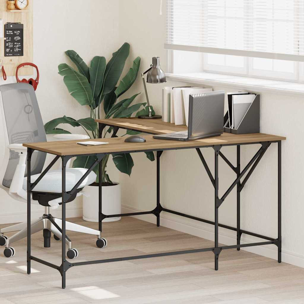 vidaXL Schreibtisch Artisan-Eiche Holzwerkstoff 149 x 149 x 75 cm