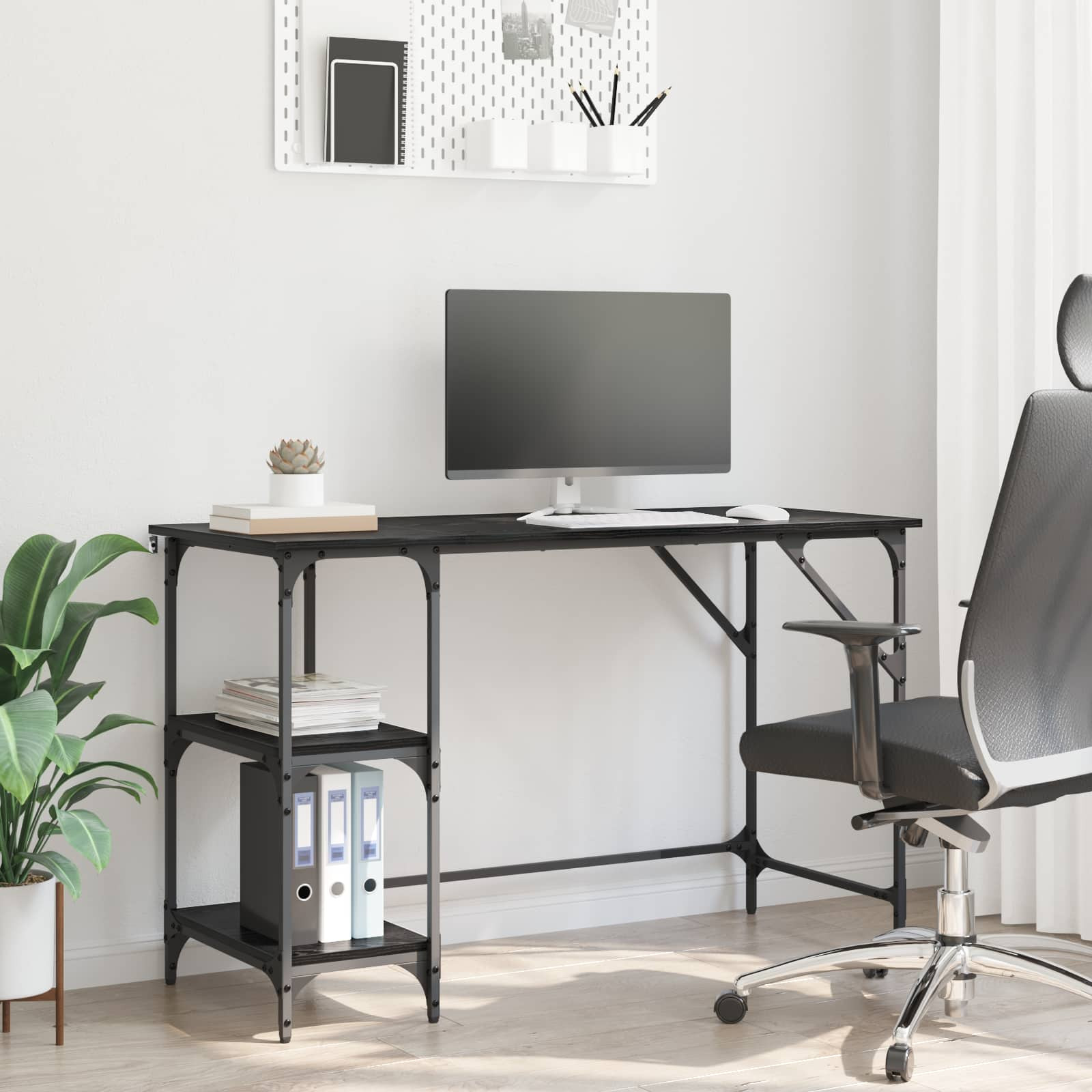 vidaXL Schreibtisch Schwarz Eichen-Optik 120 x 50 x 75 cm