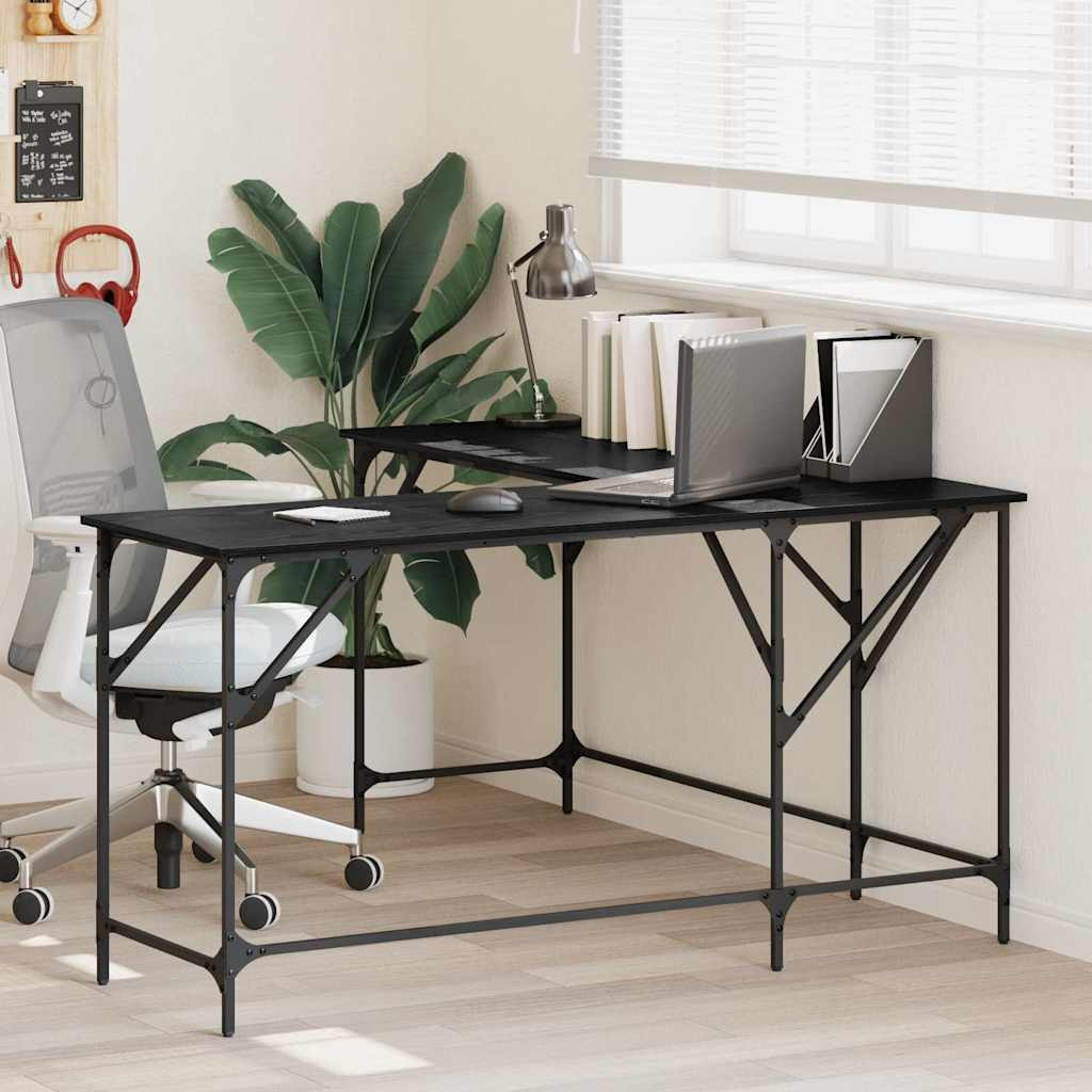vidaXL Schreibtisch Schwarz Eichen-Optik 149 x 149 x 75 cm