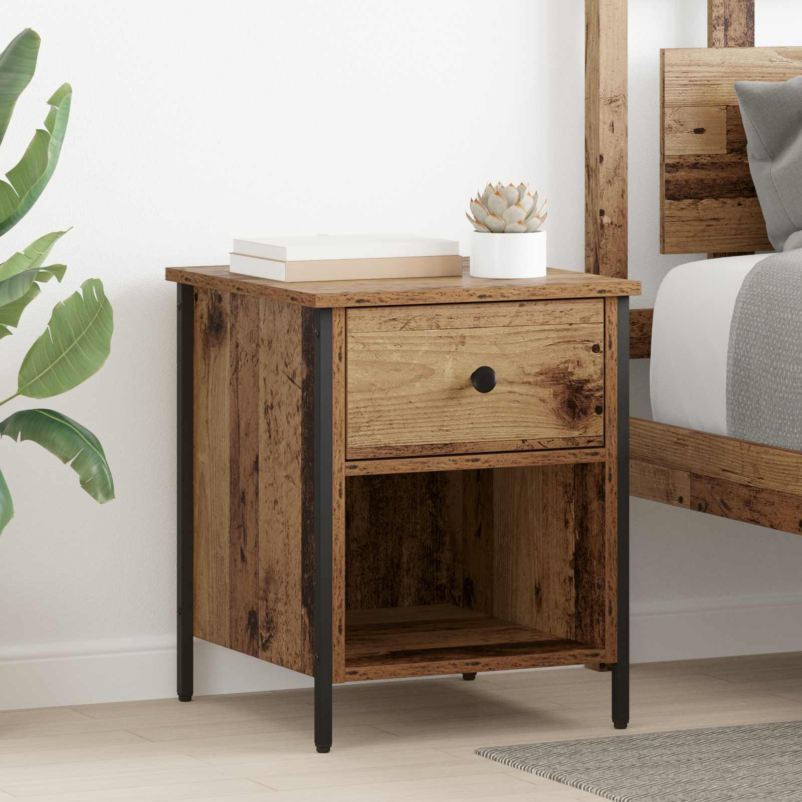 vidaXL Nachttisch 2 pcs Altholz 40 x 42 x 50 cm Holzwerkstoff