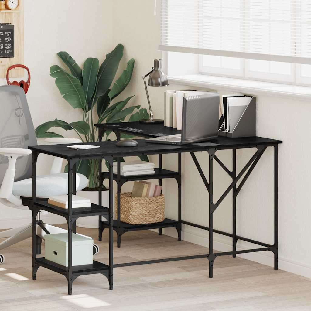 vidaXL Schreibtisch Schwarz Eichen-Optik 139 x 139 x 75 cm