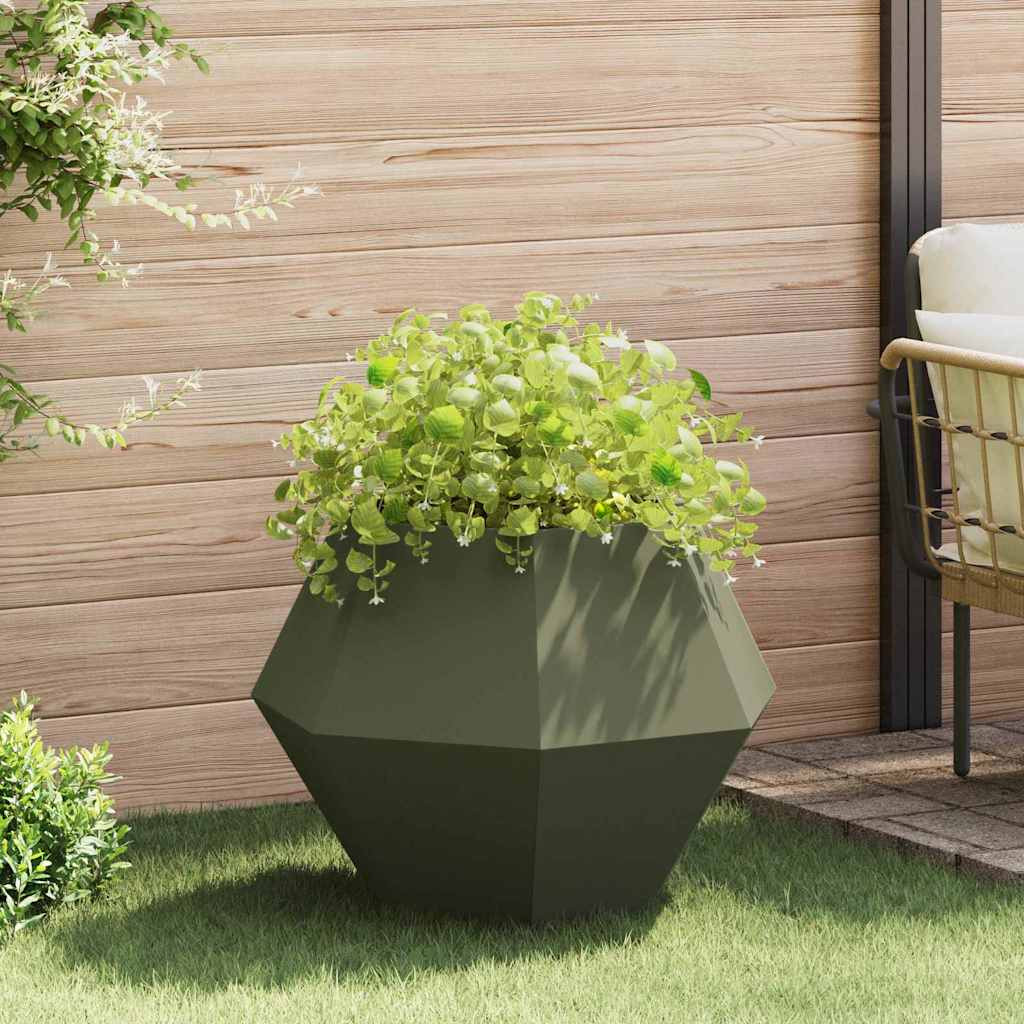 vidaXL Pflanzkübel Olive Grün 75 x 75 x 60 cm Stahl