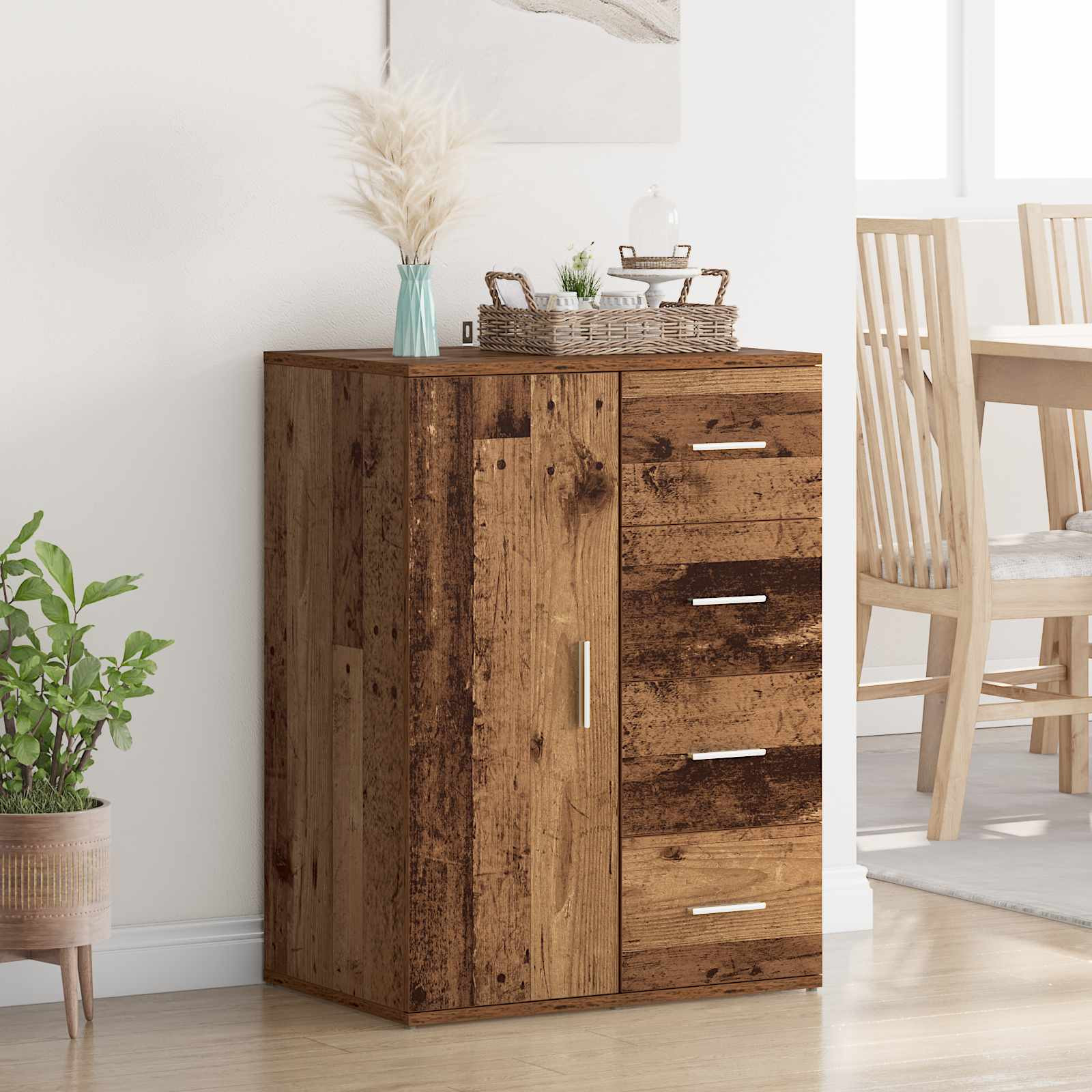 vidaXL Sideboard mit Schubladen Altholz 59 x 39 x 80 cm Holzwerkstoff