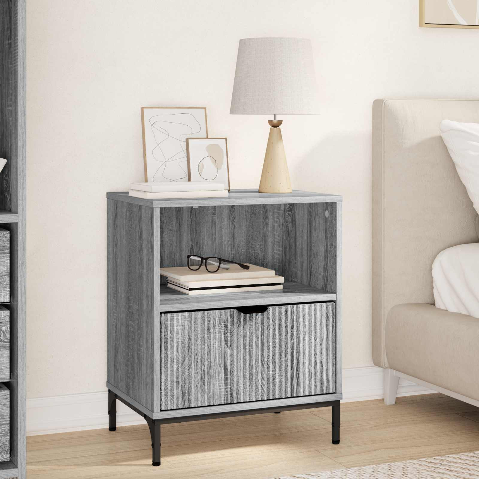 vidaXL Nachttisch Grau Sonoma 49 x 36 x 61 cm Holzwerkstoff