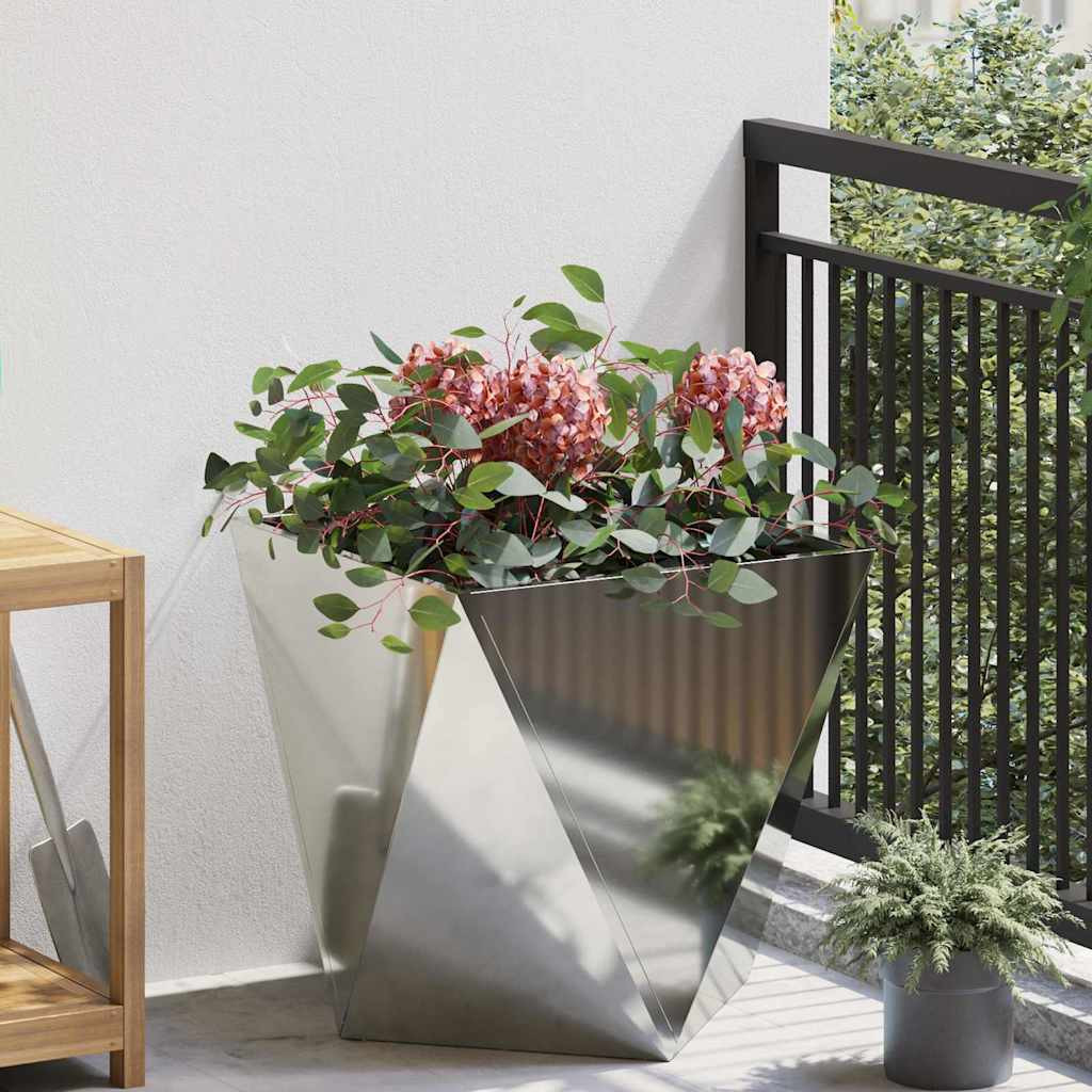 vidaXL Pflanzkübel Silber 50 x 50 x 50 cm Verzinkter Stahl