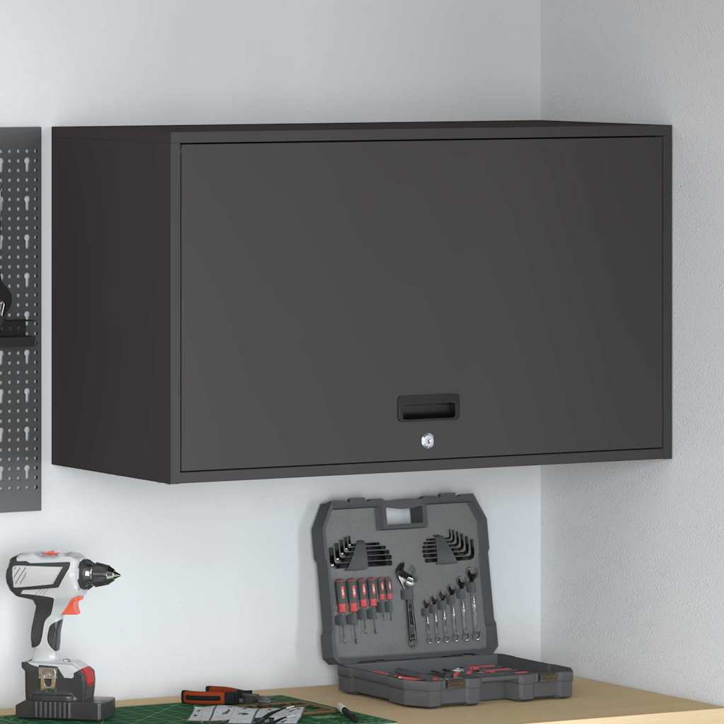 vidaXL Wandschrank für die Garage mit Gasdrucklift-Tür Schwarz