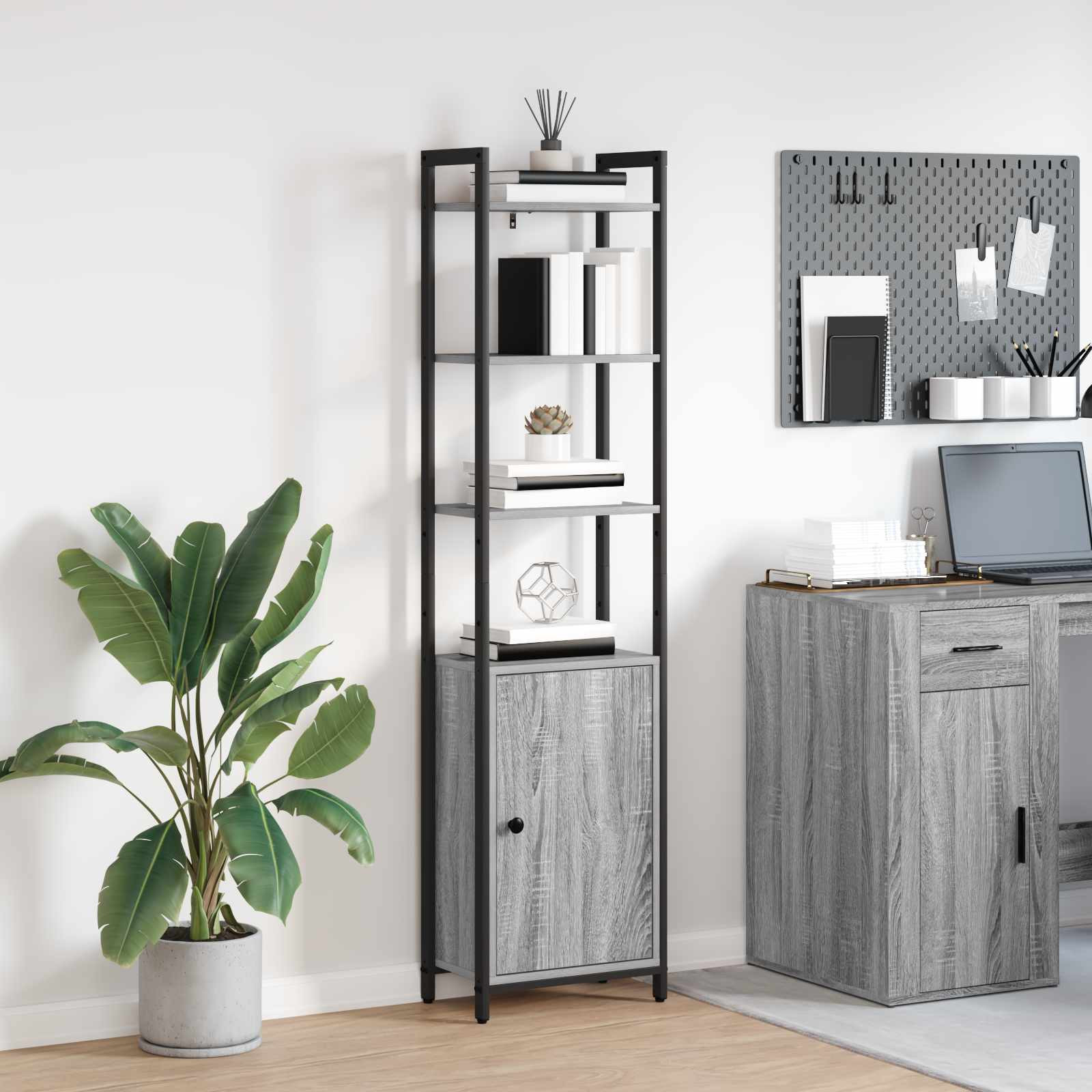 vidaXL Bücherregal Graues Sonoma 40 x 24 x 161 cm Holzwerkstoff