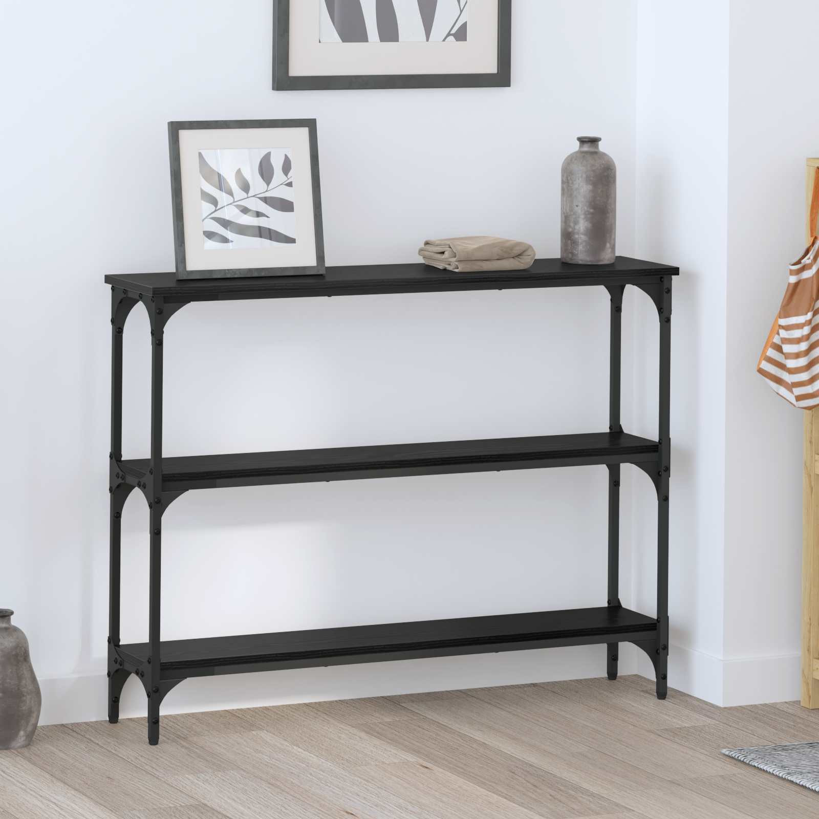 vidaXL Konsolentisch mit Regal Schwarz Eichen-Optik 100 x 22,5 x 75 cm