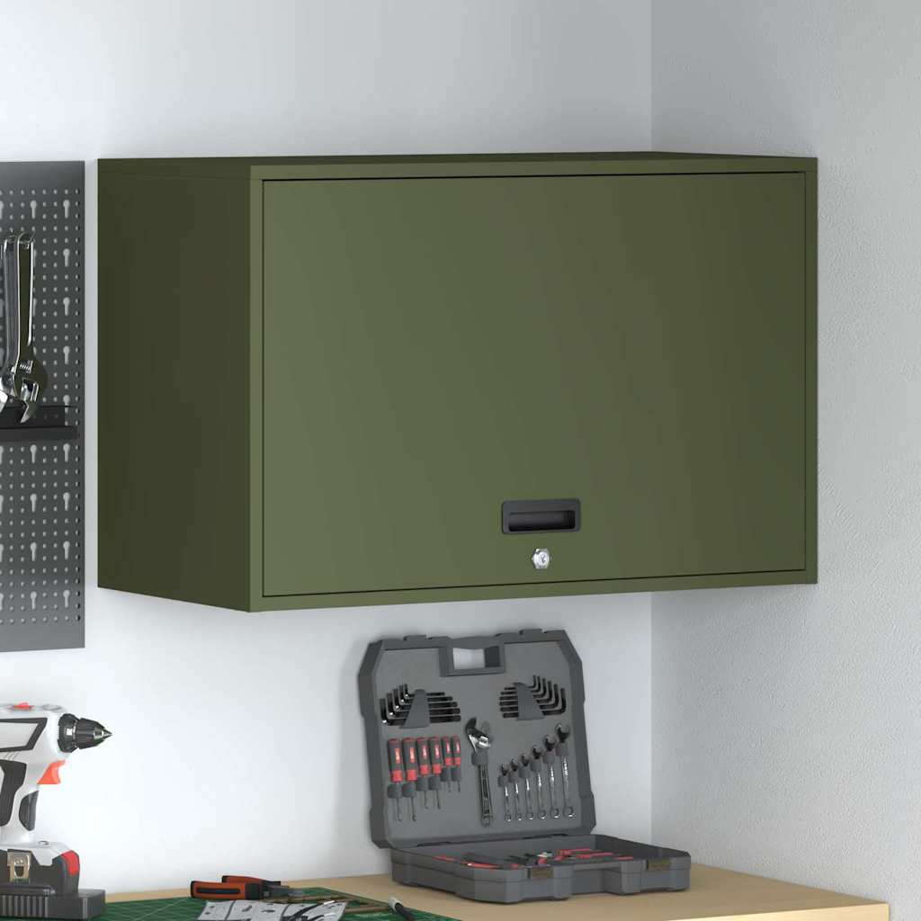 vidaXL Wandschrank für die Garage mit Gasdrucklift-Tür Olivgrün