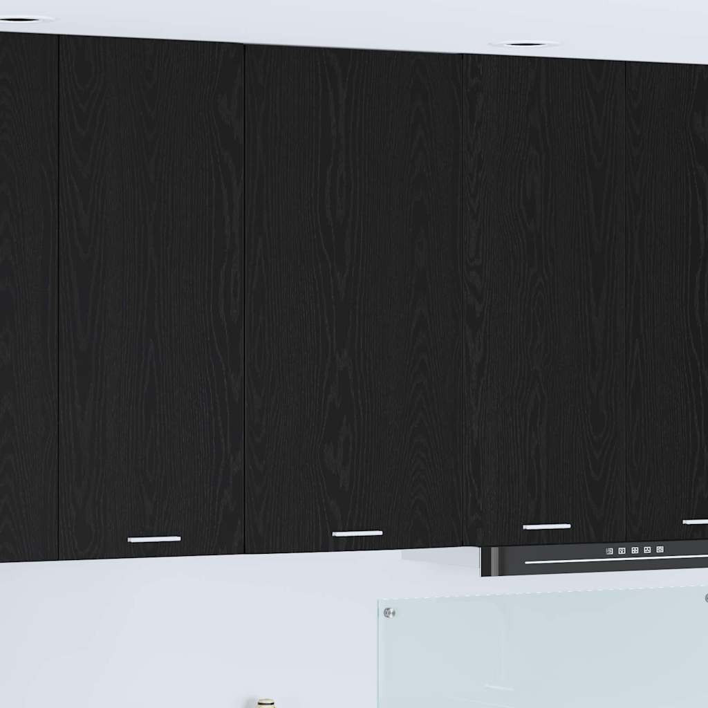 vidaXL Hängeschrank mit Tür Schwarze Eiche und Weiß 50 x 31 x 100 cm