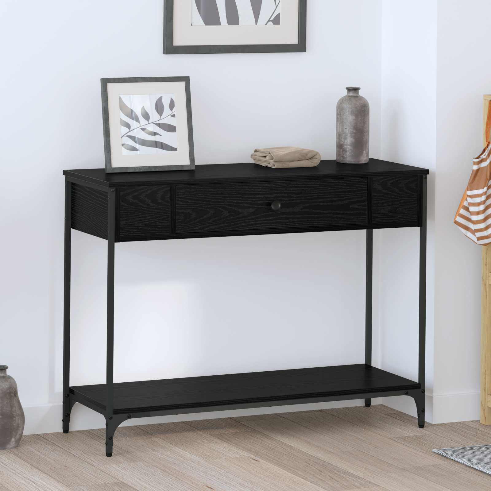 vidaXL Konsolentisch Sonstiges Schwarz Eichen-Optik 100 x 34.5 x 75 cm