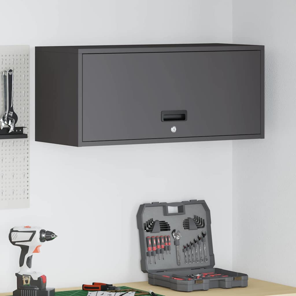 vidaXL Wandschrank für die Garage mit Gasdrucklift-Tür Schwarz