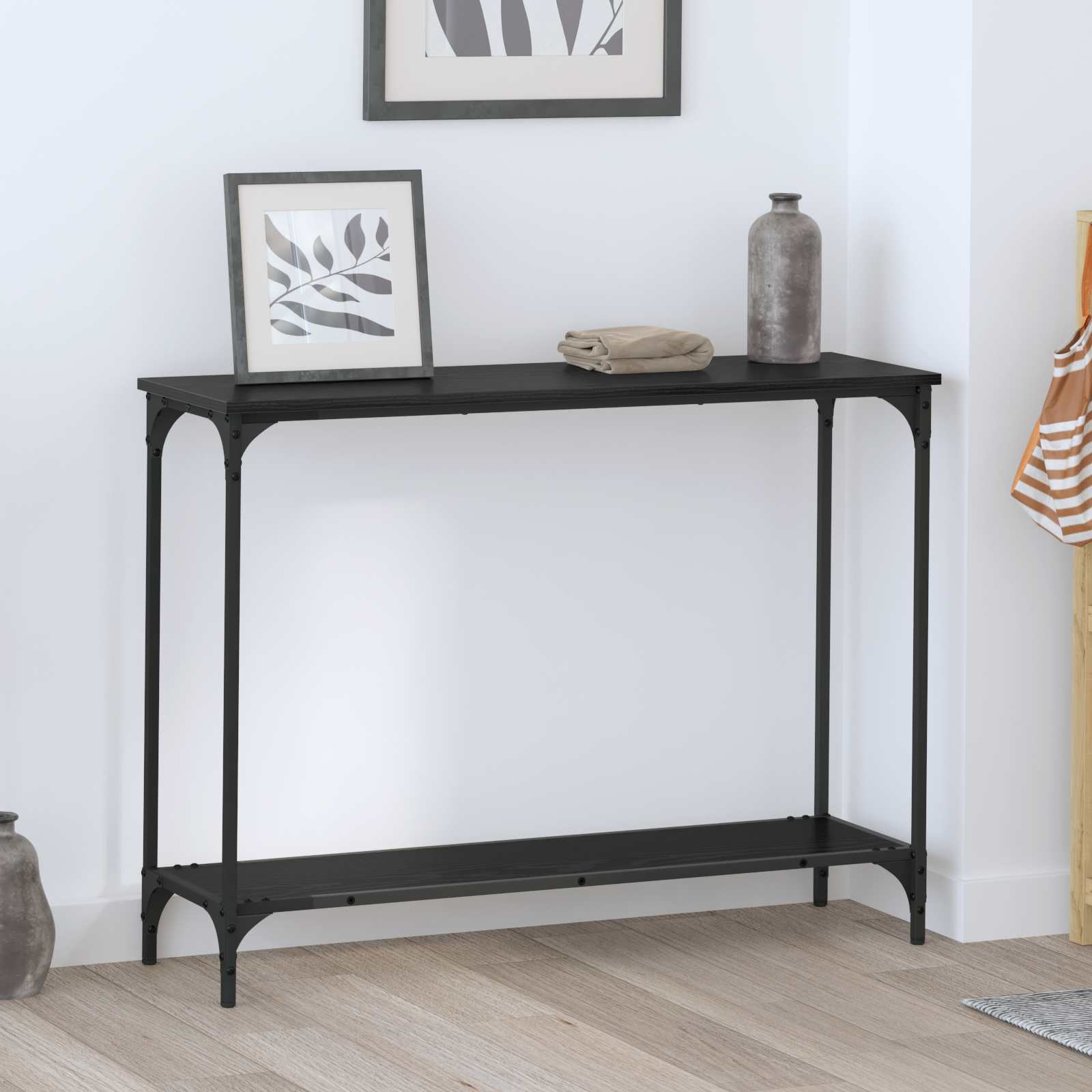 vidaXL Konsolentisch mit Regal Schwarz Eichen-Optik 101 x 30.5 x 75 cm