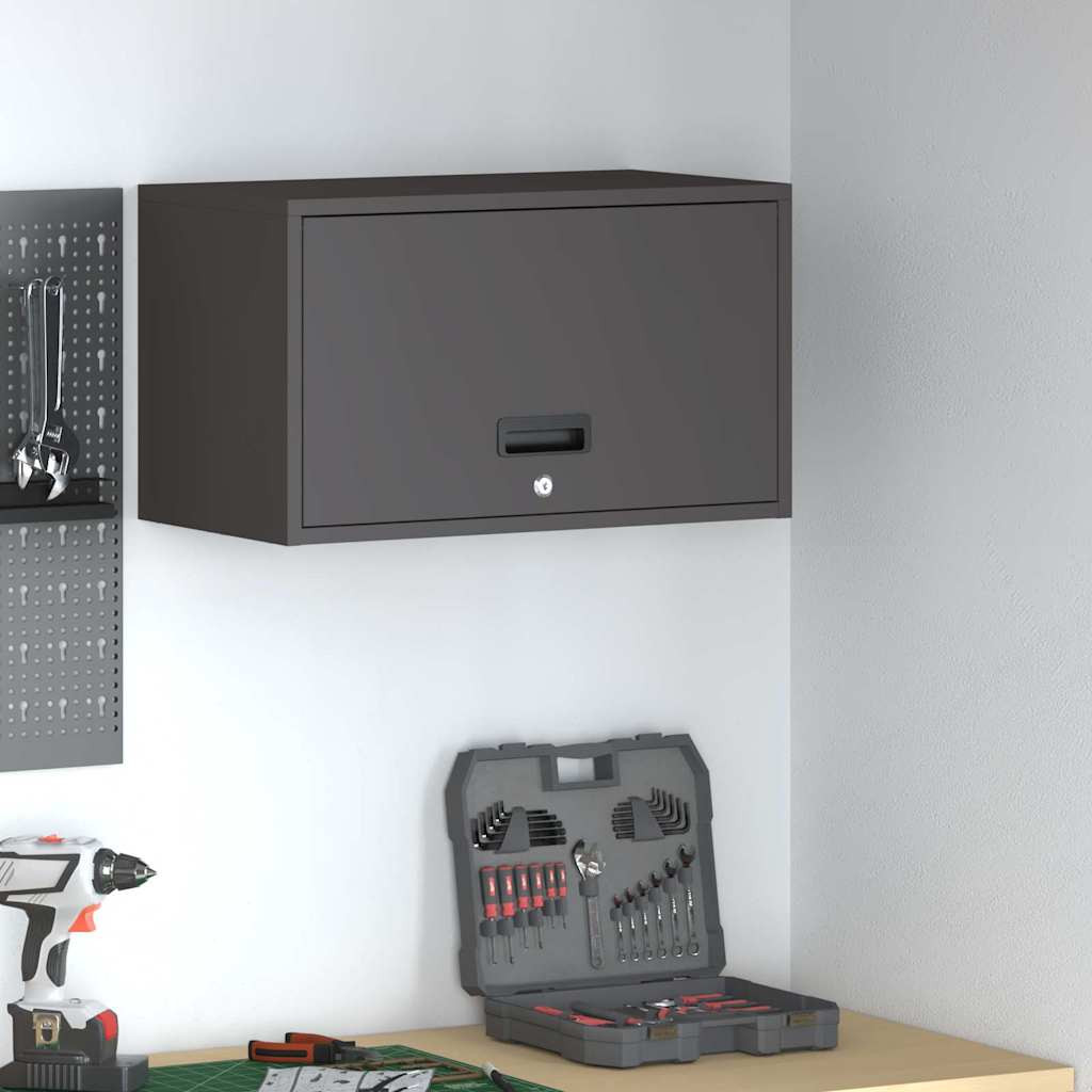 vidaXL Wandschrank für die Garage mit Gasdrucklift-Tür Schwarz