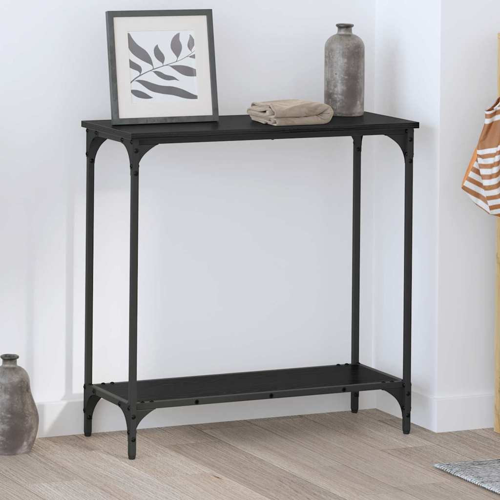 vidaXL Konsolentisch mit Regal Schwarz Eichen-Optik 75 x 30.5 x 75 cm
