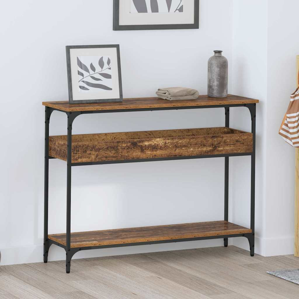vidaXL Konsolentisch mit Regal Altholz 100 x 29 x 75 cm Holzwerkstoff