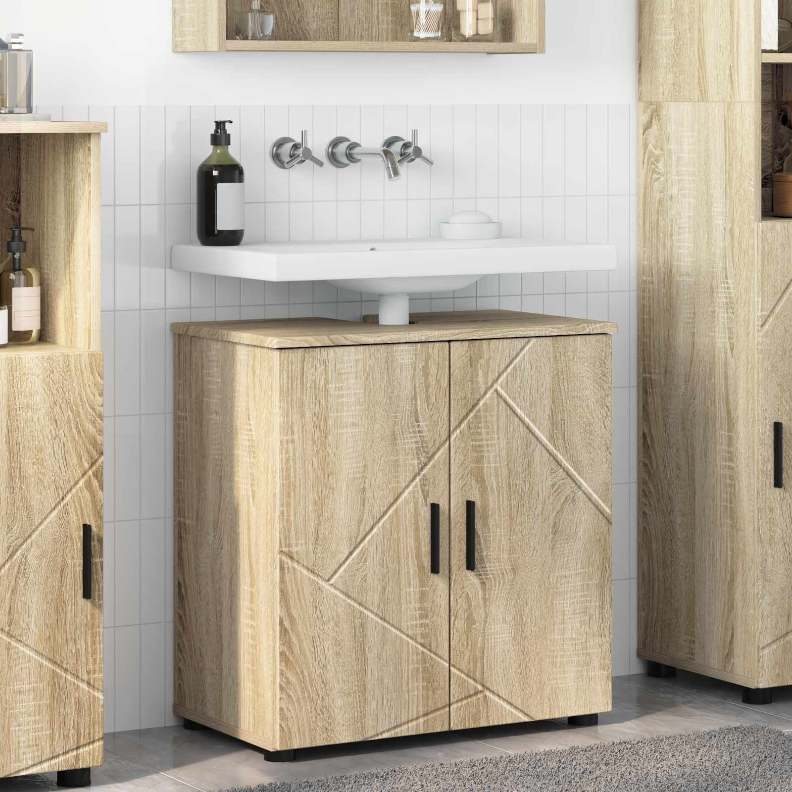 vidaXL Badezimmerschrank mit Speicher Sonoma-Eiche 61 x 35 x 64 cm