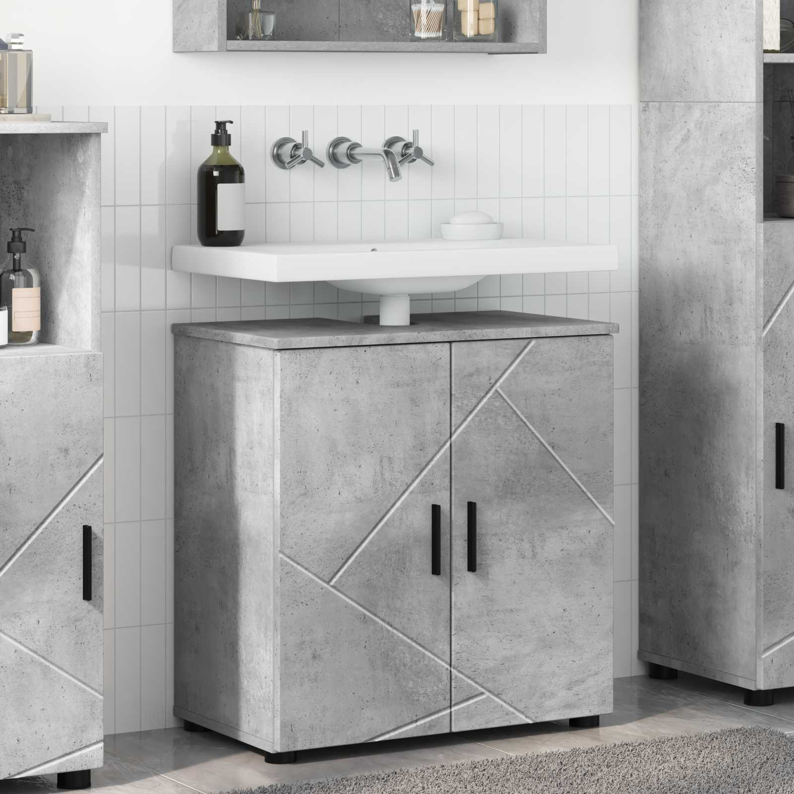 vidaXL Badezimmerschrank mit Speicher Beton Grau 61 x 35 x 64 cm