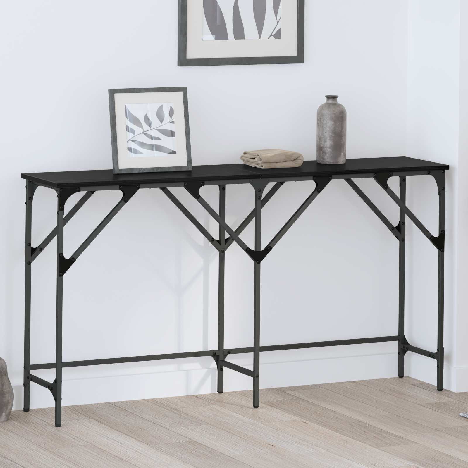 vidaXL Konsolentisch Schwarz Eichen-Optik 140 x 29 x 75 cm